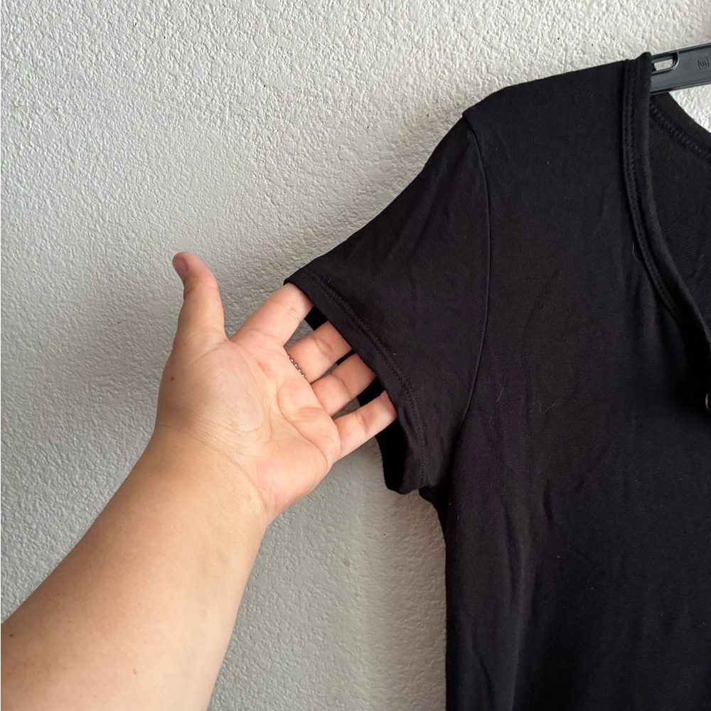 💥Antistar Black V-Neck Buttoned Detail Black Dress M - Picture 5 of 7